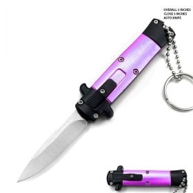 Mini Purple Key Chain OTF Knife Drop Point