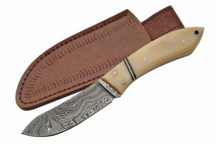Rite Edge DM-1073BO - 7" Damascus Cat Skinner Bone Handle
