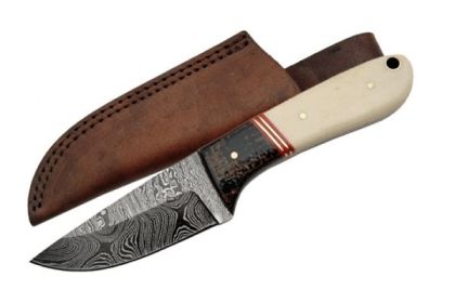 Rite Edge DAMASCUS HUNTER WITH MICARTA & BONE HANDLE