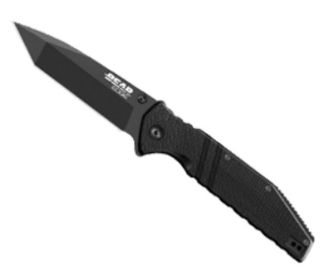 Bear & Son 61503 - 4 1/2 in. Black G10 Assisted Tanto Sideliner