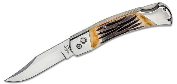 Bear & Son - 5 in. GENUINE INDIA STAG BONE AUTOMATIC LOCKBACK WITH MET