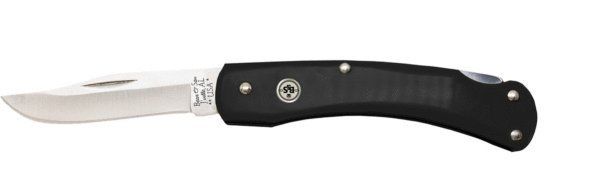 5 In. Black Delrin Professional Lockback W/leather Sheath