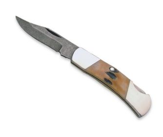 3 In. Genuine India Stag Bone Executive Lkbk Upswept Damascus