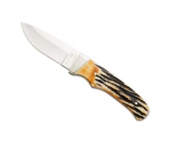 7 7/8 In. Genuine India Stag Bone Pro Skinner W/leather Sheath