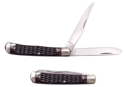 TRAPPER KNIFE  2 BLADES JIGGED BONE HANDLE