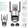 8mp Wifi Camera Dual Lens 8x Zoom Binocular Wireless Camcorder Waterproof Dome HD Surveillance Monitor Grey