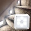 6leds Wireless Motion Sensor Night Light 120 Degree Angle Battery Powered Cabinet Closet Stair Lamp white shell white light