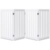 Folding 4-Panel Dog Gate Pet Fence in White Wood Finish