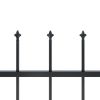 Garden Fence with Spear Top Steel 267.7"x47.2" Black