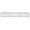 Security Palisade Fence with Pointed Top Steel 19' 8"x2' 7" Black