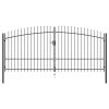 Double Door Fence Gate with Spear Top 157.5"x88.6"