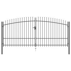 Double Door Fence Gate with Spear Top 157.5"x88.6"