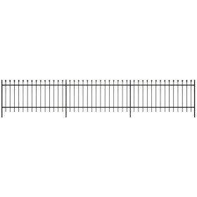 Security Palisade Fence with Pointed Top Steel 19' 8"x2' 7" Black