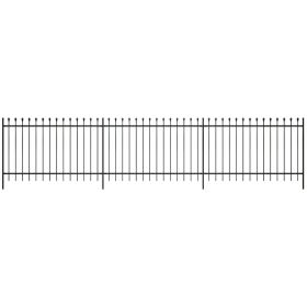Security Palisade Fence with Pointed Top Steel 19' 8"x4' 11" Black