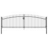 Double Door Fence Gate with Spear Top 157.5"x68.9"