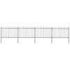 Garden Fence with Spear Top Steel 267.7"x47.2" Black