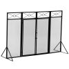 4-Panel Fireplace Screen with 4 Tools and 2 Doors;  Heavy Duty Metal Fire Spark Guard;  Folding Fireplace Fence;  Black