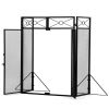 4-Panel Fireplace Screen with 4 Tools and 2 Doors;  Heavy Duty Metal Fire Spark Guard;  Folding Fireplace Fence;  Black