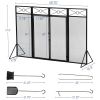 4-Panel Fireplace Screen with 4 Tools and 2 Doors;  Heavy Duty Metal Fire Spark Guard;  Folding Fireplace Fence;  Black