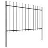 Garden Fence with Spear Top Steel 267.7"x47.2" Black