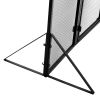 4-Panel Fireplace Screen with 4 Tools and 2 Doors;  Heavy Duty Metal Fire Spark Guard;  Folding Fireplace Fence;  Black