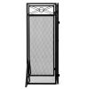 4-Panel Fireplace Screen with 4 Tools and 2 Doors;  Heavy Duty Metal Fire Spark Guard;  Folding Fireplace Fence;  Black