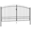 Double Door Fence Gate with Spear Top 157.5"x97.6"