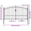 Fence Gate Double Door with Spike Top Steel 9.8'x5.7' Black